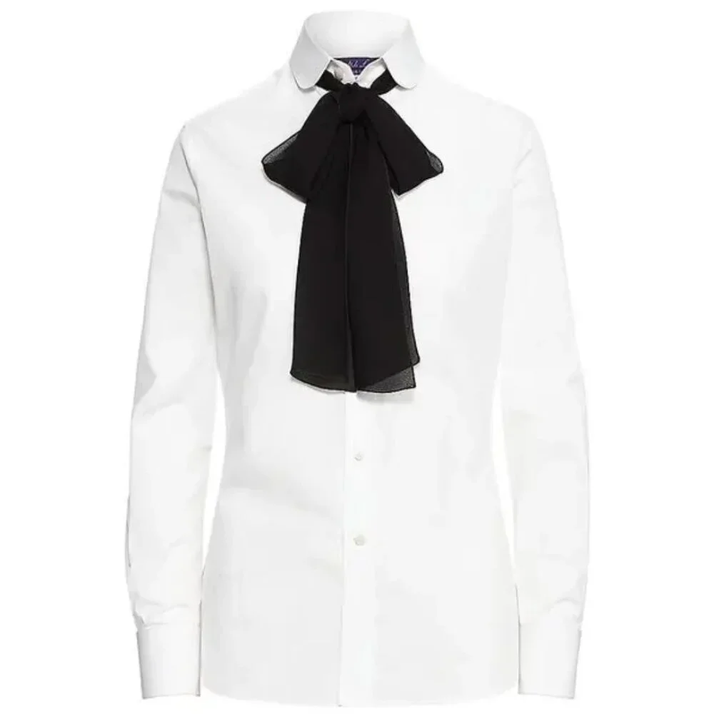 NWOT $995 Ralph Lauren Purple label Cormac Bow White Shirt - Picture 3 of 17